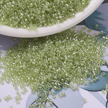 MIYUKI Delica Beads, Cylinder, Japanese Seed Beads, 11/0, (DB0903) Sparkling Celery Lined Crystal, 1.3x1.6mm, Hole: 0.8mm, about 2000pcs/10g