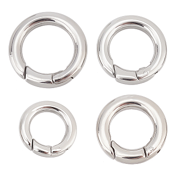 Ring Smooth 304 Stainless Steel Spring Gate Rings, O Rings, Snap Clasps, Stainless Steel Color, 4pcs/box