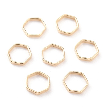 Brass Linking Rings, Long-Lasting Plated, Hexagon, Real 24K Gold Plated, 7x6x1mm, Inner Diameter: 5x5mm