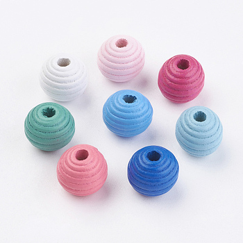Natural Maple Wood Beehive Beads, Dyed, Round, Mixed Color, 13~14x13mm, Hole: 3~4mm, about 640pcs/500g