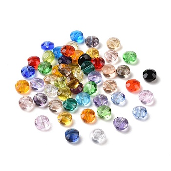 Imitation Austrian Crystal Beads, Grade AAA, Faceted, Flat Round, Mixed Color, 10x5mm, Hole: 0.9~1mm