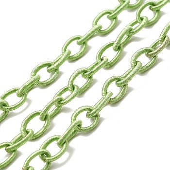 Handmade Nylon Cable Chains Loop, Oval, Light Green, 8~9x11~13x2mm, about 85cm/strand, 33.5 inch