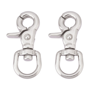 2Pcs Stainless Steel Swivel Clasps, Swivel Snap Hook, Stainless Steel Color, 66.5x31.5x11.5mm, Hole: 13.5x15.5mm
