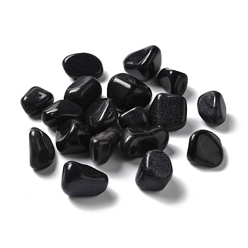 Synthetic Blue Goldstone Beads, No Hole, Nuggets, Tumbled Stone, Vase Filler Gems, 16~36x12~30.5x3.5~25mm