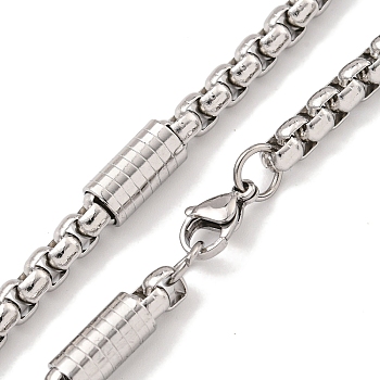 304 Stainless Steel Box Chain Necklaces, Stainless Steel Color, 19.65x0.20 inch(49.9x0.5cm)