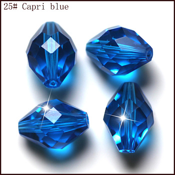 Imitation Austrian Crystal Beads, Grade AAA, Faceted, Bicone, Dodger Blue, 6x9.5mm, Hole: 0.7~0.9mm
