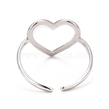 Non-Tarnish 304 Stainless Steel Open Heart Cuff Ring for Women(RJEW-C025-22P)-2