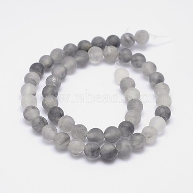 Frosted Natural Cloudy Quartz Round Beads Strands(G-F255-02-10mm)-2