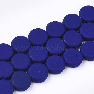 8mm DarkBlue Flat Round Non-magnetic Hematite Beads