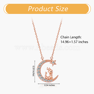 Chinese Zodiac Necklace Dragon Necklace 925 Sterling Silver Rose Gold Dragon on the Moon Pendant Charm Necklace Zircon Moon and Star Necklace Cute Animal Jewelry Gifts for Women(JN1090E)-2
