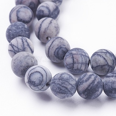 Chapelets de perles de pierre noire/soie noires naturelles(X-G-F520-57-6mm)-3