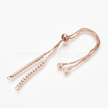 Adjustable Brass Micro Pave Cubic Zirconia Chain Bracelet Making(ZIRC-T004-39RG)-3