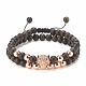 2Pcs 2 Style Natural Obsidian & Synthetic Hematite Braided Bead Bracelets Set with Cubic Zirconia Leopard(BJEW-JB08119)-5