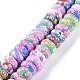 Handmade Flower Printed Polymer Clay Beads Strands(CLAY-M003-02)-1