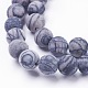 Chapelets de perles de pierre noire/soie noires naturelles(X-G-F520-57-6mm)-3