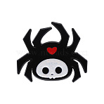 Black Alloy Brooches, Enamel Pins, for Backpack Cloth, Animal, Spider, 28x29mm(JEWB-CJC0012-06EB-03)