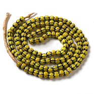Handmade Lampwork Beads, Drum with Eye Pattern, Yellow, 6~7x3.5mm, Hole: 1.8~2mm, about 129~134pcs/strand, 25.51~25.98''(64.8~66cm)(LAMP-B023-02E)