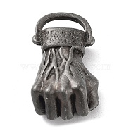 Tibetan Style Alloy Pendant, Frosted, Hand, Antique Silver, 31.5x18x13mm, Hole: 5x11mm(PALLOY-H133-42AS)