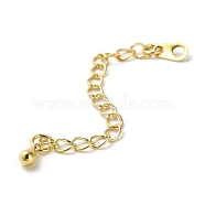 Rack Plating Brass Curb Chain Extender, End Chains with Teardrop Drop, Real 18K Gold Plated, 67mm(KK-Q807-11G)
