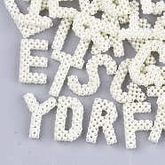 Handmade ABS Plastic Imitation Pearl Woven Beads, Mixed Letters, Mixed, 32~40x19~28x7~8mm(X-FIND-T039-18)