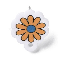 Flower Resin Stud Earrings, with Iron Pins, Orange, 18x15.8x2mm(EJEW-D066-01)