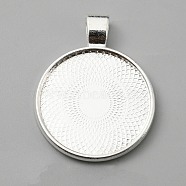 Alloy Double-side Pendant Cabochon Settings, Flat Round, Silver, Tray: 25mm, 35.5x27.5x5.5mm, Hole: 6x4mm(FIND-WH0148-030)