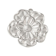 Non-Tarnish 304 Stainless Steel Pendants, Flower Charm, Stainless Steel Color, 27x25x2.5mm, Hole: 2mm(STAS-S123-04P-04)