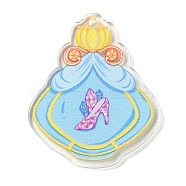 Transparent Printed Acrylic Pendants, Vase Theme, Light Sky Blue, 39.5x32.5x2mm, Hole: 2mm(OACR-Q085-01E)