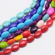 Dyed Synthetical Turquoise Oval Bead Strand, 13x10x5mm, Hole: 1mm, about 30pcs/strand, 15.7 inch(G-P083-89)