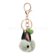 Wool Felt Keychain, with Iron Key Rings & Lobster Claw Clasps & Bell, Rabbit Pattern, 5x6cm(KEYC-PW0002-109C)