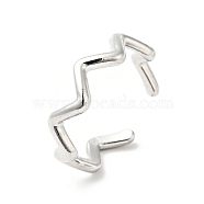 304 Stainless Steel Wave Open Cuff Ring for Women, Stainless Steel Color, US Size 7 3/4(17.9mm)(RJEW-I085-13P-02)