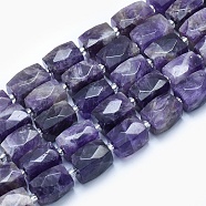 Natural Amethyst Beads Strands, Faceted, Cuboid, 15~16x11~12x11~12mm, Hole: 1.5mm, about 20~22pcs/strand, 15.3~15.7 inch(39~40cm)(G-G765-23)