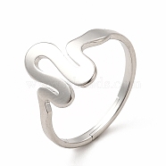 304 Stainless Steel Snake Adjustable Ring for Women, Stainless Steel Color, Inner Diameter: 17mm(RJEW-B027-25P)