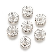 200pcs Clear White Rhinestone Rondelle Spacer Beads, 8mm(RB-A014-Z8mm-01S)