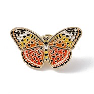 Butterfly Enamel Pin, Light Gold Alloy Brooch for Backpack Clothes, Orange Red, 18x30x2mm, Pin: 1.3mm(JEWB-A005-24-05)