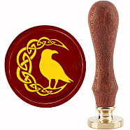 Brass Wax Seal Stamp with Handle, for DIY Scrapbooking, Raven Pattern, 89x30mm(AJEW-WH0184-0949)