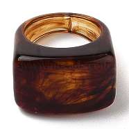 Resin Finger Rings, Imitation Gemstone Style, Rectangle, Saddle Brown, US Size 6, Inner Diameter: 17mm(RJEW-Z007-01B)
