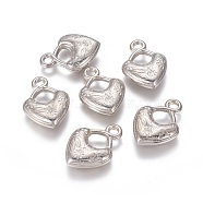 CCB Plastic Pendants, Heart, Platinum, 33x24x7mm, Hole: 3.5mm(CCB-P006-014P)