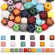 48Pcs 24 Styles Spray Painted Natural Wood Beads, Faceted Octagon Beads, Mixed Color, 15~20x16~20x15.5~20.5mm, Hole: 3~4mm, 2pcs/style(WOOD-CA0001-73)