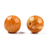 Resin Beads, Imitation Gemstone, Round, Dark Orange, 12x11.5mm, Hole: 1.5~3mm(RESI-N034-01-K02)