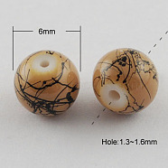 Drawbench Glass Bead Strands, Round, Camel, 6mm, Hole: 1.3~1.6mm, about 133pcs/strand, 31.4 inch(GLAD-S074-6mm-76)