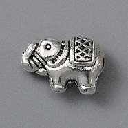 Alloy Beads, Elephant, Antique Silver, 8x12x5mm, Hole: 1.2mm(CD-TAC0001-46AS)