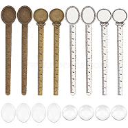 DIY Blank Dome Bookmark Ruler Making Kit, Including Alloy Cabochon Setting, Glass Cabochons, Antique Bronze & Antique Silver, 16Pcs/box(DIY-SC0021-02)