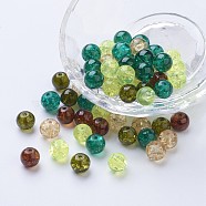 Baking Painted Crackle Glass Beads, Choc-Mint Mix, Round, Mixed Color, 8~8.5x7.5~8mm, Hole: 1mm, about 100pcs/bag(DGLA-X0006-8mm-10)