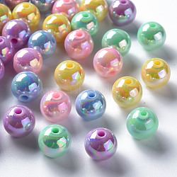 Opaque Acrylic Beads, AB Color Plated, Round, Mixed Color, 12x11mm, Hole: 2.5mm, about 566pcs/500g(MACR-S370-D12mm-M1)