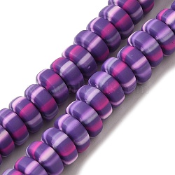 Polymer Clay Beads Strands, Rondelle, Medium Purple, 6.5~7x3~3.5mm, Hole: 1.6mm, about 116~123pcs/strand, 15.55~15.94''(39.5~40.5cm)(CLAY-H006-02N)