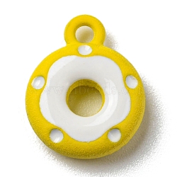 Alloy Enamel Charms, Donut Charm, Gold, 12.5x10x3mm, Hole: 1.5mm(ENAM-D057-01C)