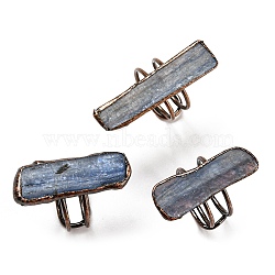 Natural Kyanite/Cyanite/Disthene Twist Rectangle Adjustable Rings, Red Copper Tin Finger Ring, Cadmium Free & Lead Free, Inner Diameter: 18.5~18.7mm(RJEW-M157-02R)