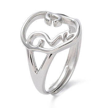 304 Stainless Steel Hollow Abstract Face Adjustable Rings, Stainless Steel Color, Inner Diameter: 19mm