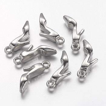 CCB Plastic Pendants, High Heel-Shoe, Nickel Color, 23.5mm long, 5mm wide, 4mm thick, hole: 2mm